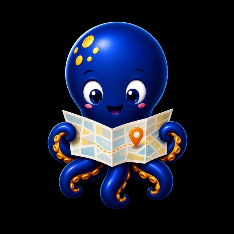 La mascotte Qofet explore la carte de l’Île-d’Yeu